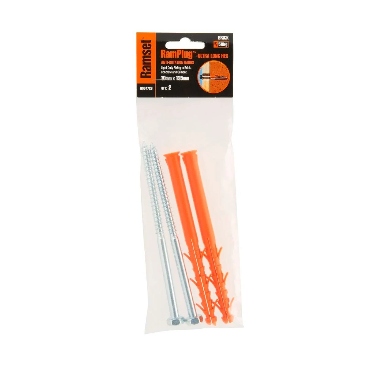 Ramset Nylon Frame Anchor 10mm x 135mm Pack of 2 Easy Installation