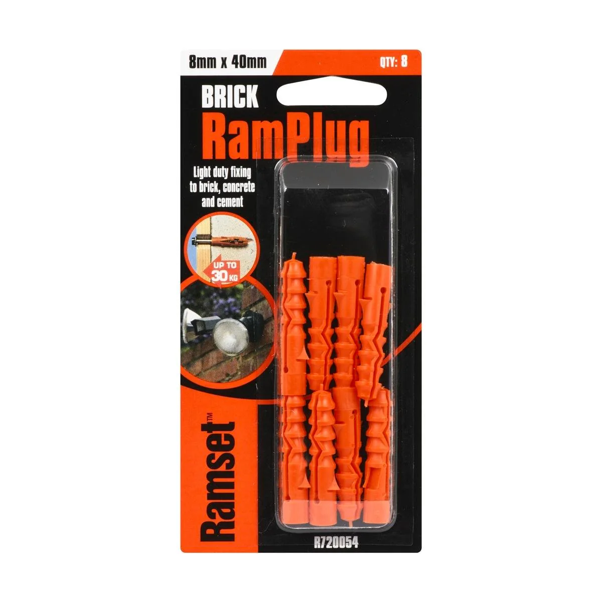 Ramset Nylon Ramplug Anchor 8 Pack 8 x 40mm Light Duty Benefit