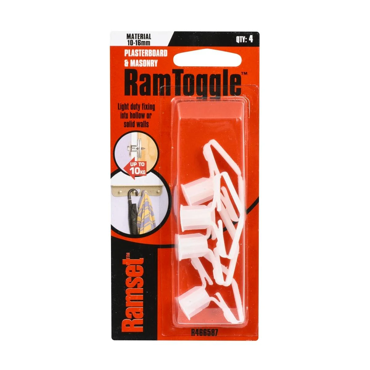 Ramset Nylon Ramtoggle 8 x 16mm 4 Pack - Light Duty - Non-Conductive