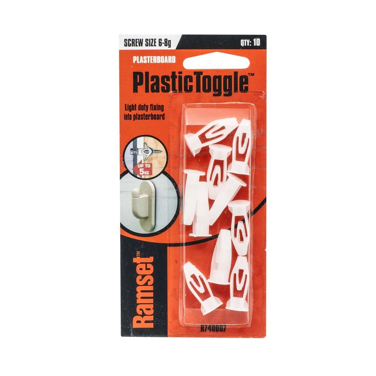 Ramset Plastic Toggles 10 Pack 12mm Nylon Easy To Use Lightweight