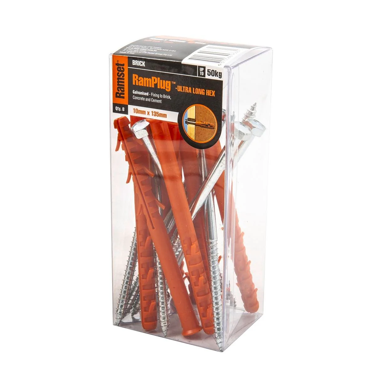 Ramset Ultra Long Hex Anchor 10 x 135mm Nylon 8 Pack Benefits