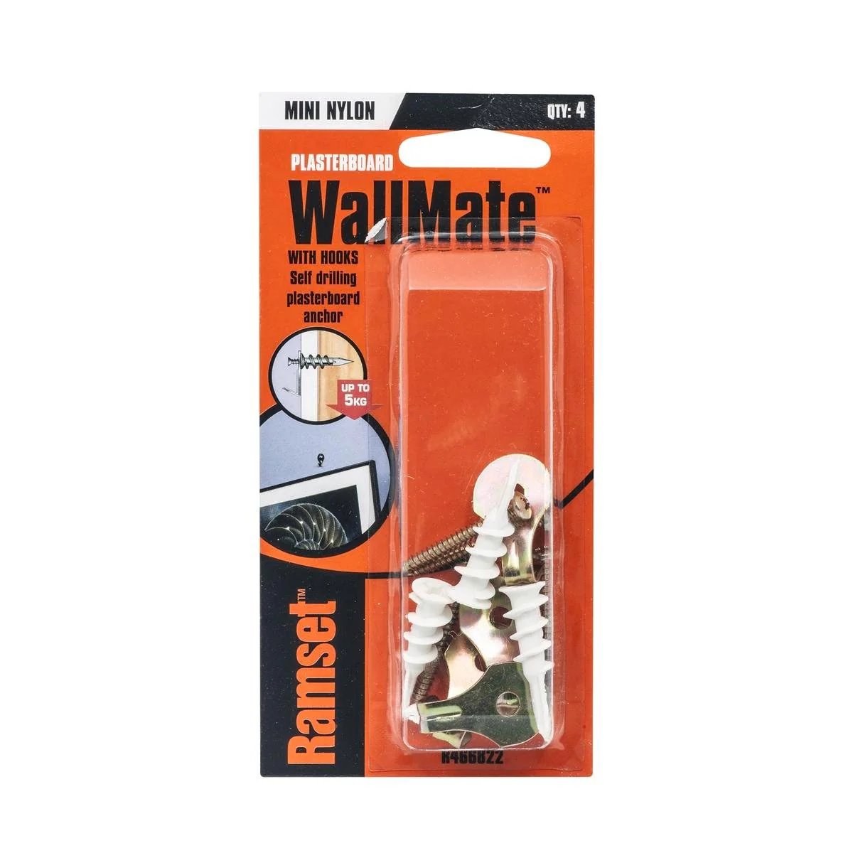 Ramset Wallmate Anchor - 10mm x 33mm - Nylon - Flush Finish - 4 Pack