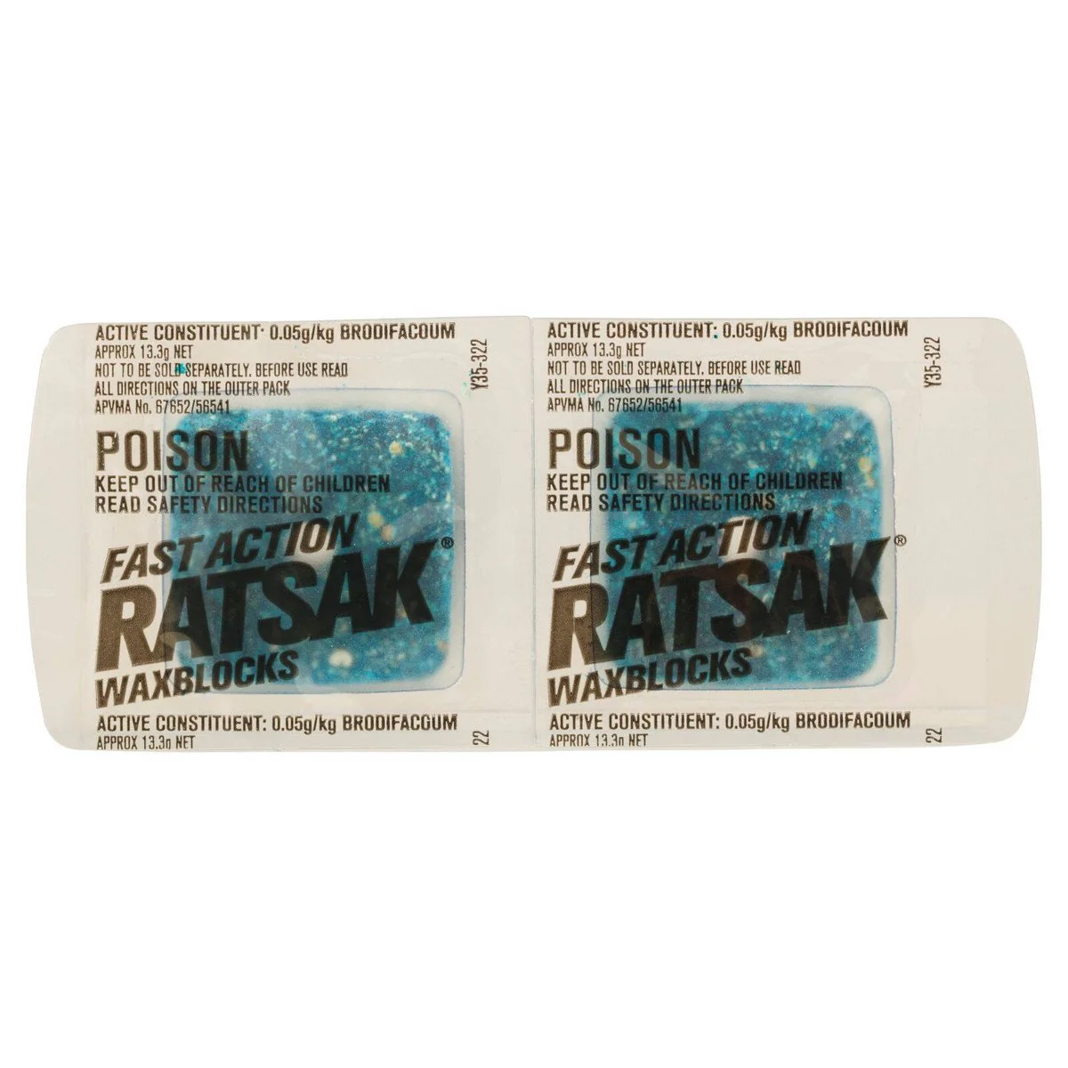 Ratsak Fast Action Wax Blocks 80g - 6 Pack - Moisture Resistant - Blue - Image 3