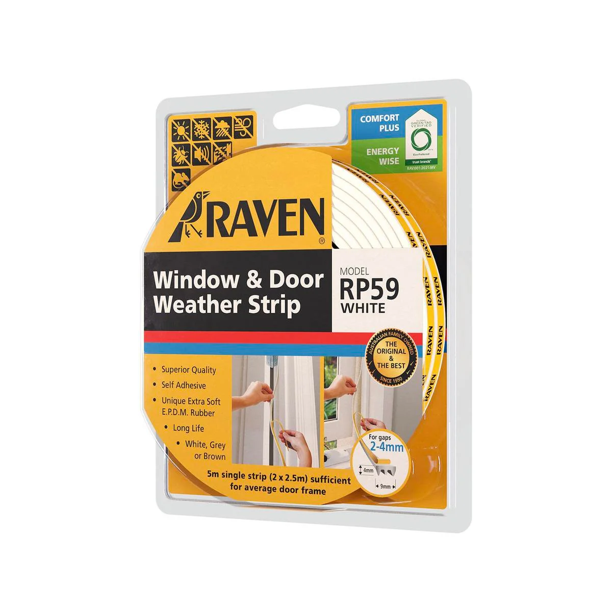 Raven Weather Strip - 5000mm - Soft EPDM Rubber - Easy Install