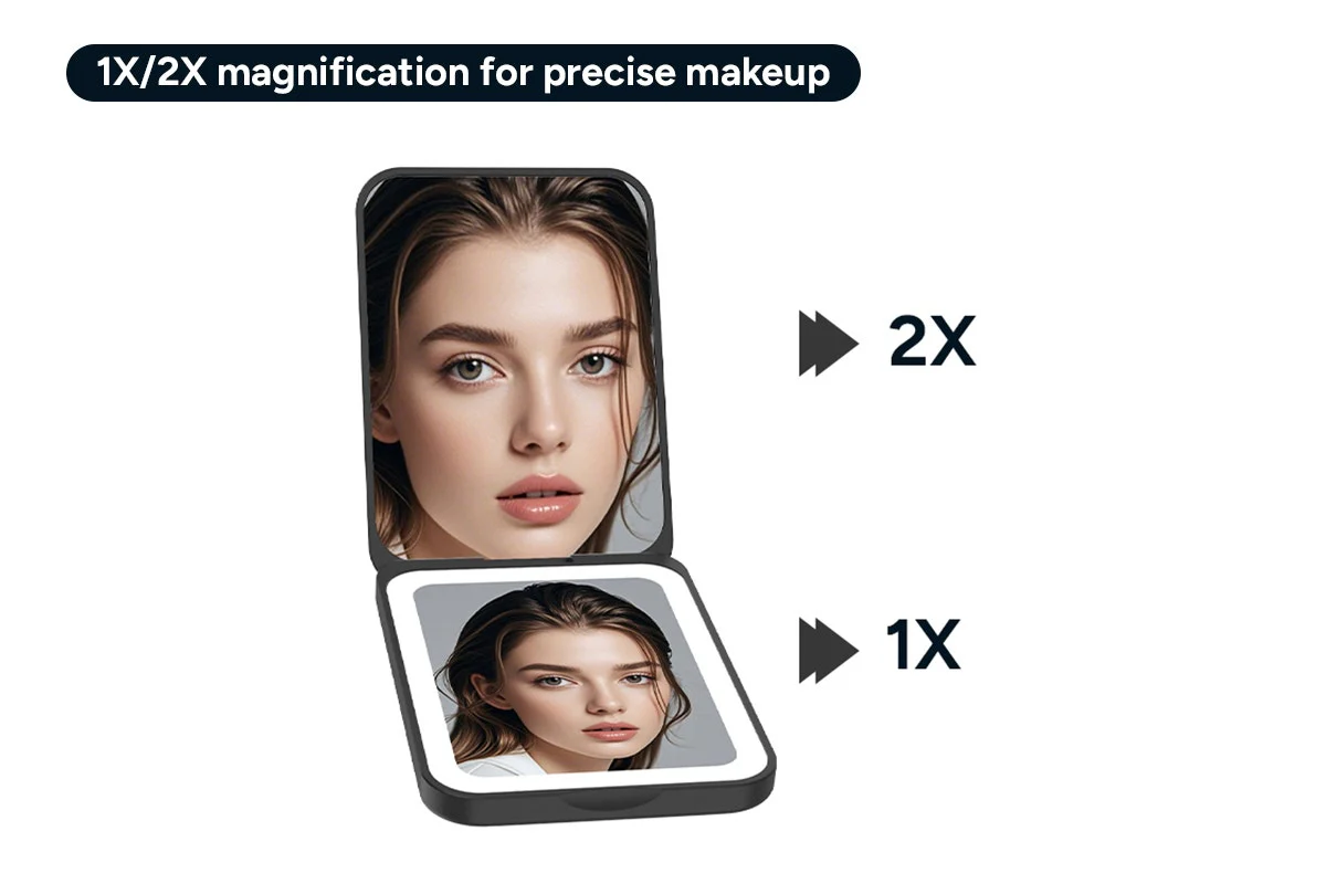 Rechargeable LED Compact Mirror 2 Pack with 3 Light Modes - Image 6