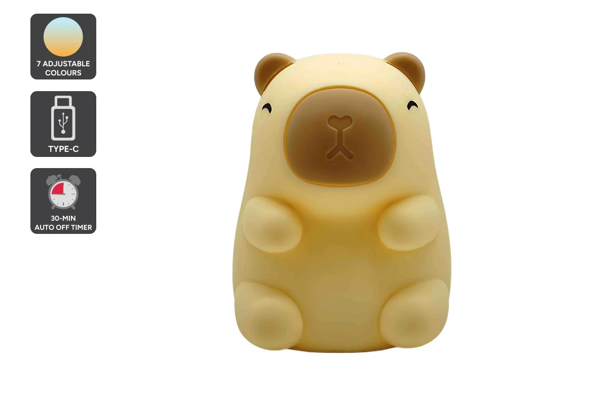 Rechargeable Soft Capybara Night Light 7-Colour Silicone Lamp
