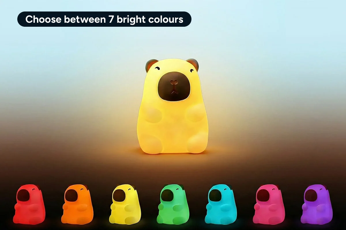 Rechargeable Soft Capybara Night Light 7-Colour Silicone Lamp - Image 5