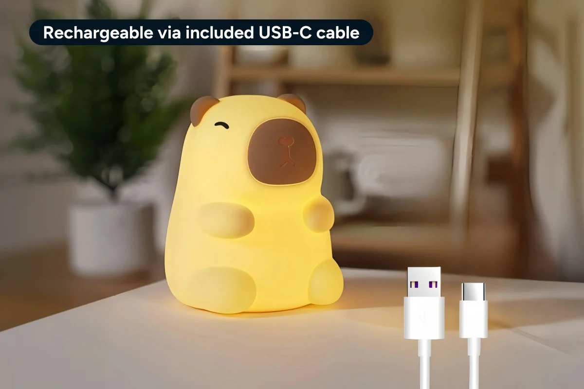 Rechargeable Soft Capybara Night Light 7-Colour Silicone Lamp - Image 7