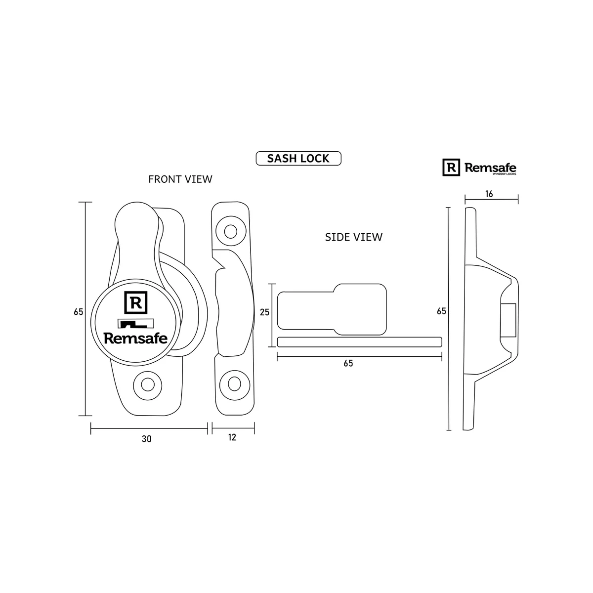 Remsafe White Window Sash Lock - Key Lockable - 65mm x 30mm x 25mm - Security - Image 5