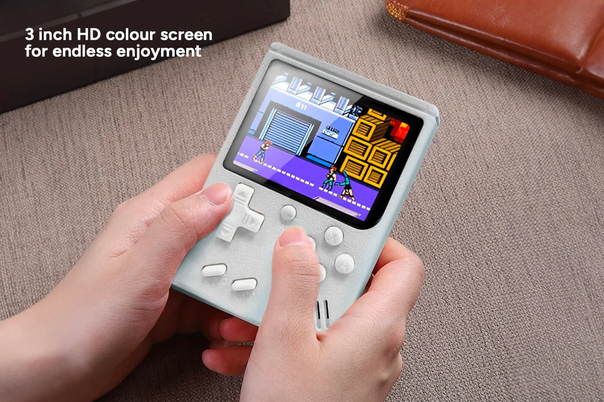 Retro Handheld Game Console - 500 Classic Games, 3” Color Screen, White - Image 4