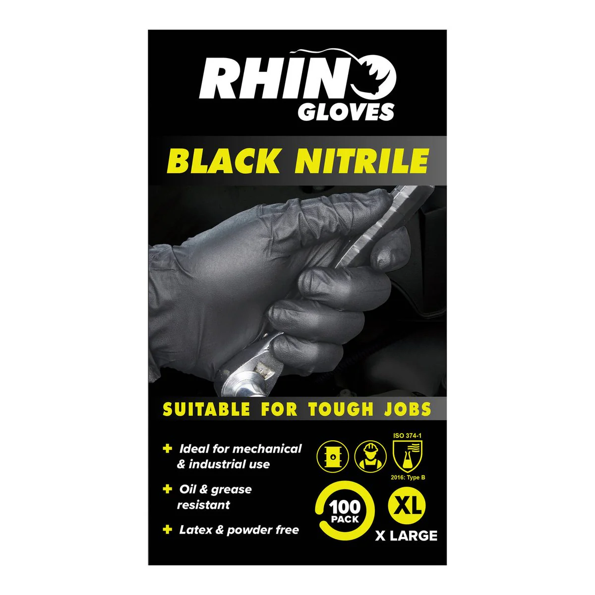 Rhino Gloves Nitrile - X Large - Disposable - High Puncture Resistance - Image 3