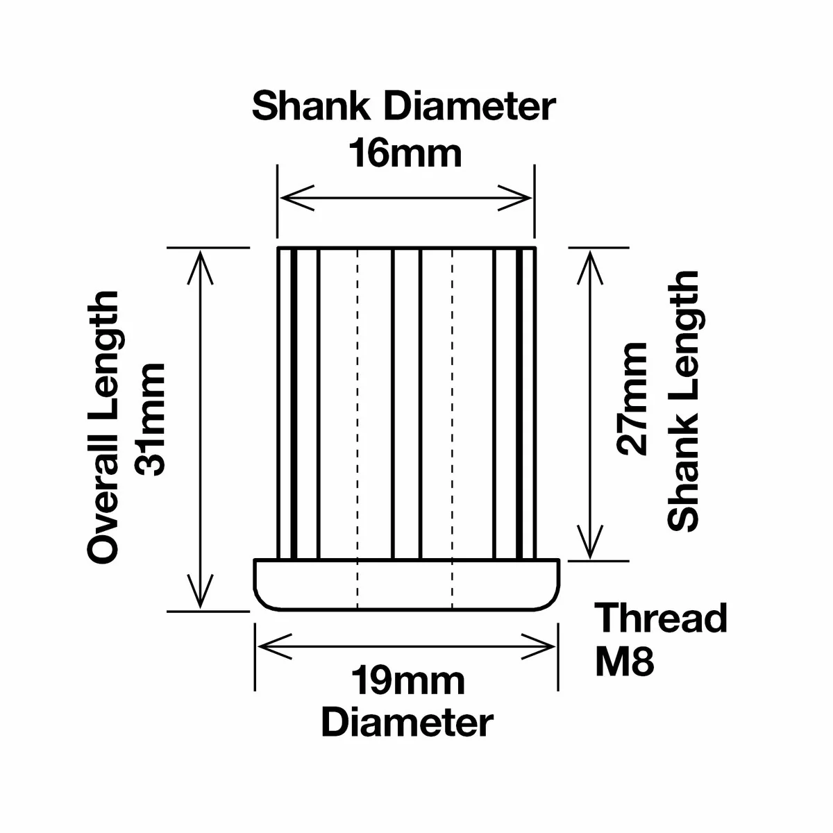 Richmond Round Threaded Insert - 19mm x M8 - Zinc Plated - 2 Pack - Image 2