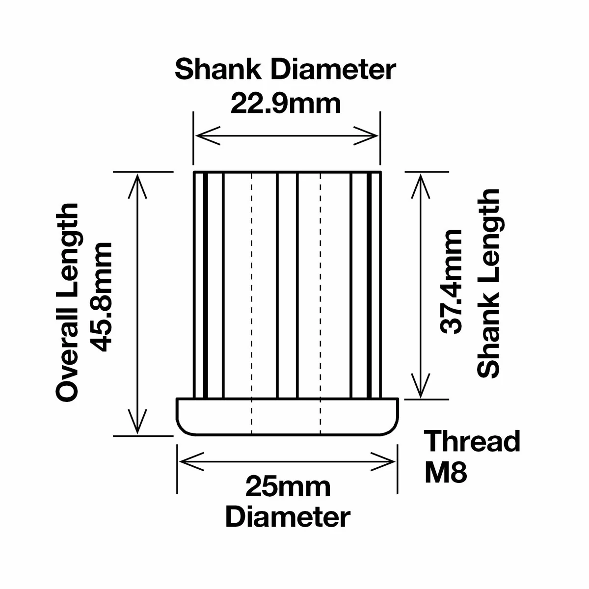 Richmond Threaded Insert - 25mm x M8 - Zinc Plated - 250kg Load - 2 Pack - Image 2
