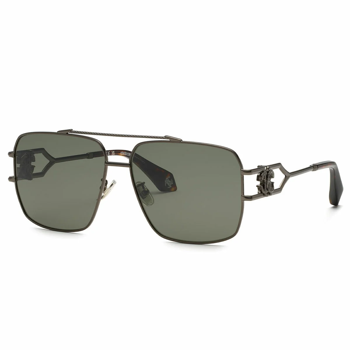 Roberto Cavalli SRC131 610568 Square Sunglasses Gunmetal Green Metal Stylish