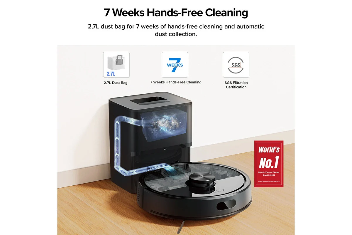 Roborock Q7T+ Smart Vacuum Cleaner with 10,000Pa Suction - Black - Image 6