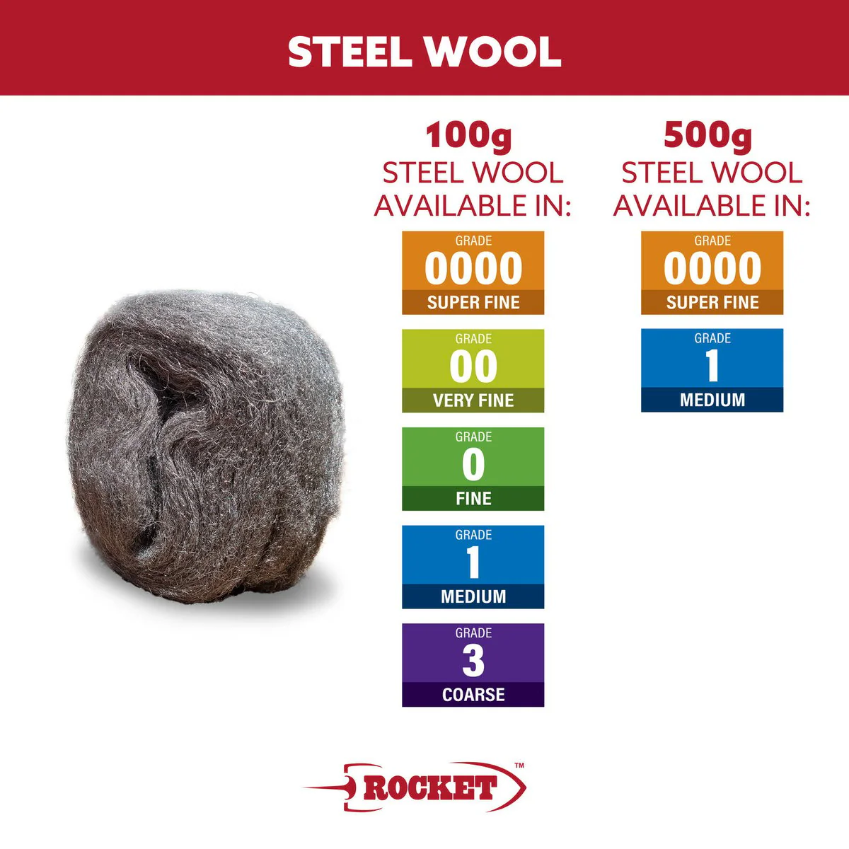 Rocket Fine Steel Wool - 100g - Steel - Grade 0 - Image 4