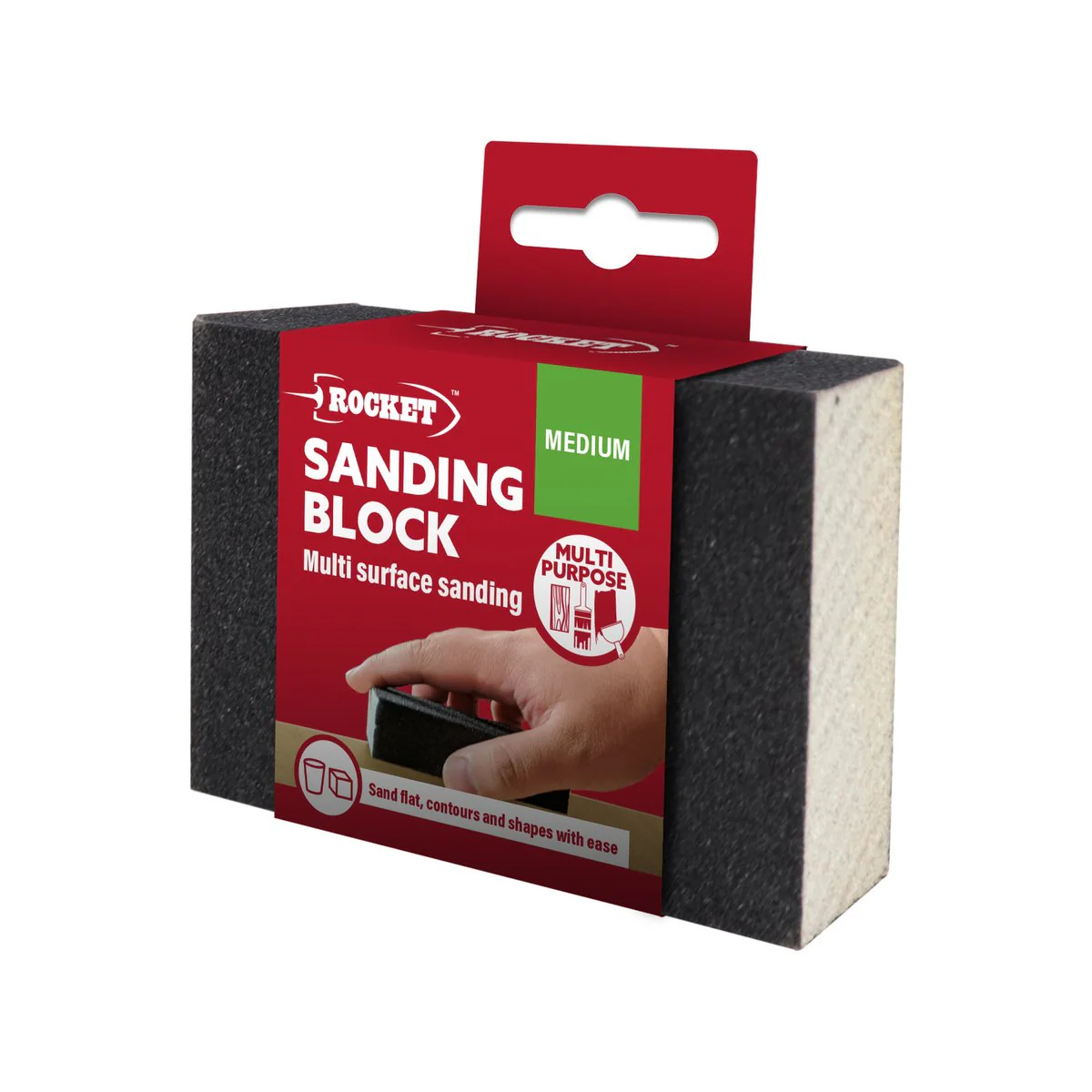 Rocket Medium Sanding Sponge - 70mm x 25mm - Sanding Block - Multi Surface - Image 2