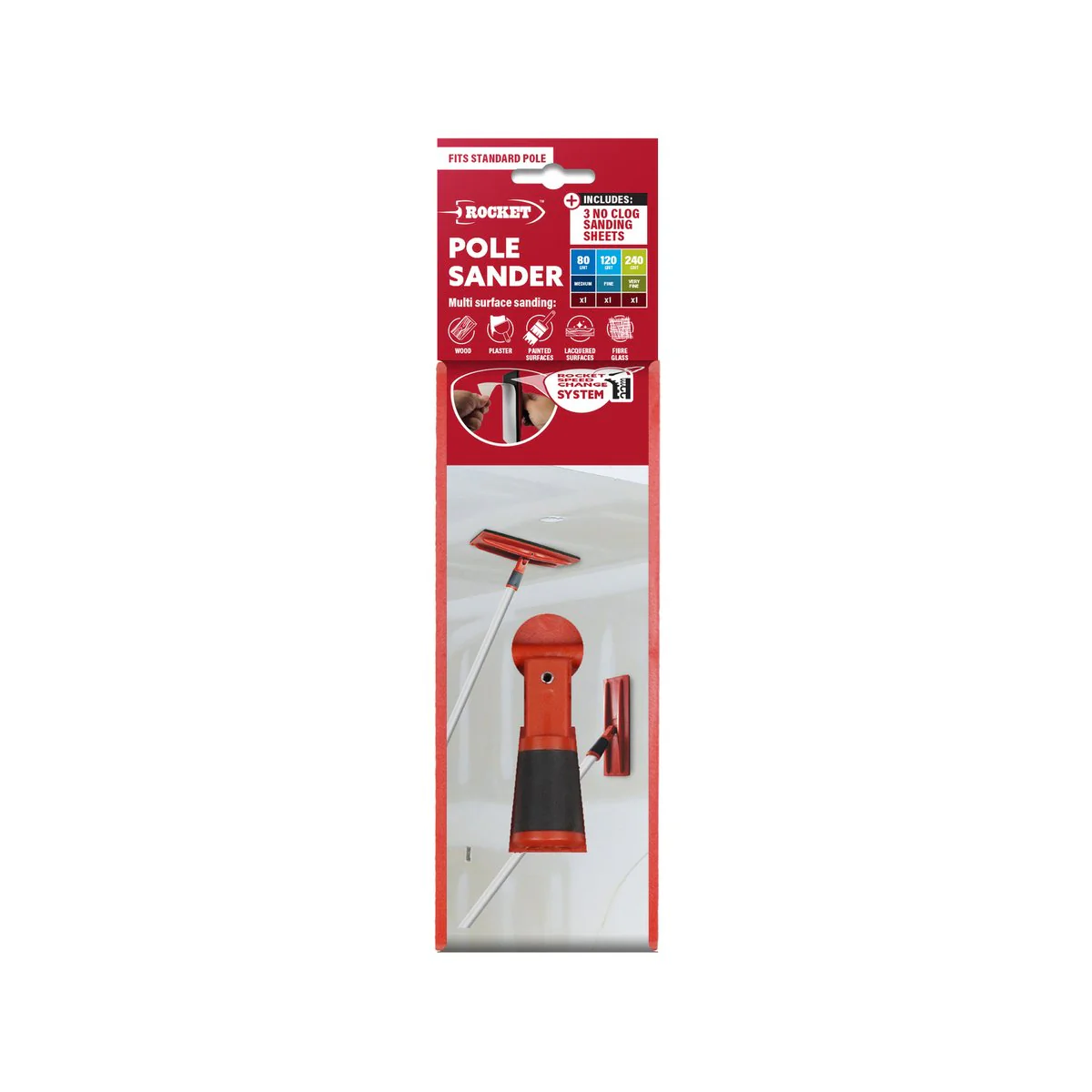 Rocket Pole Sander - 230mm - Hook And Loop - Multi Surface Use - Image 3