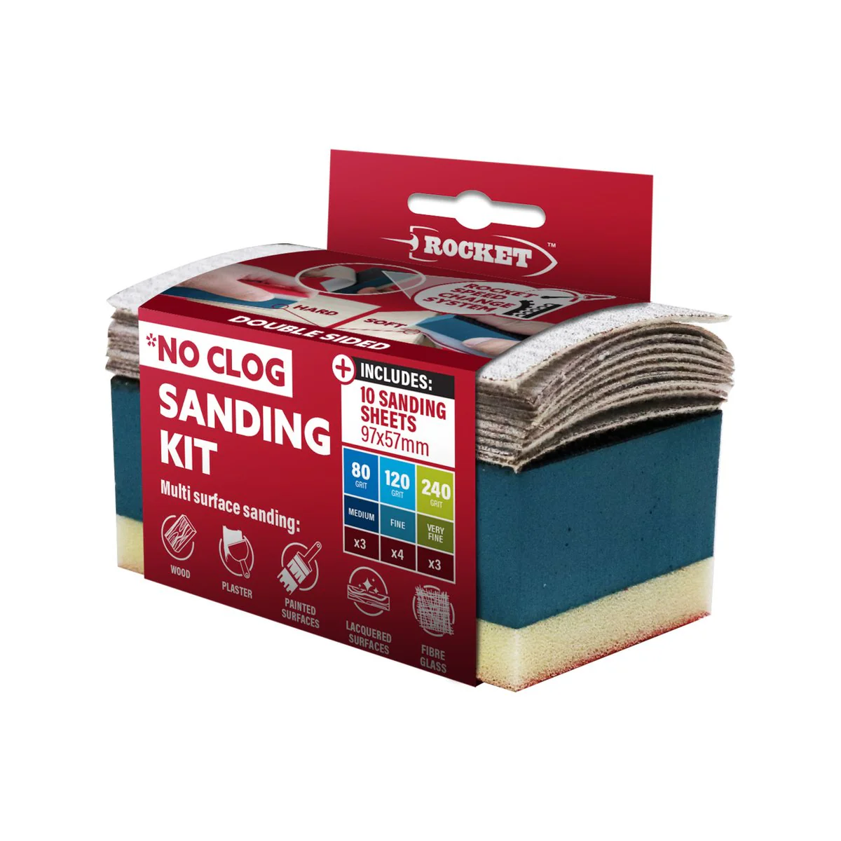 Rocket Sanding Sponge Kit - 10 Pack - Various - Flexible and Easy Use - Image 3