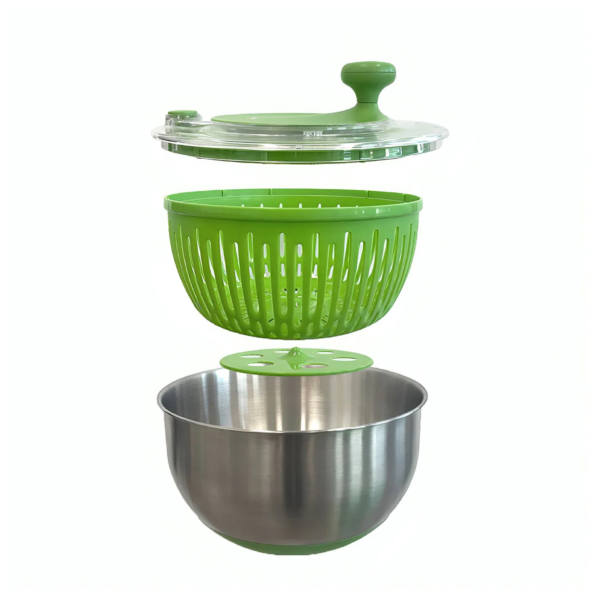 Rollkitchen Stainless Steel Salad Spinner 4.5L Capacity RS-406DBS Green - Image 2