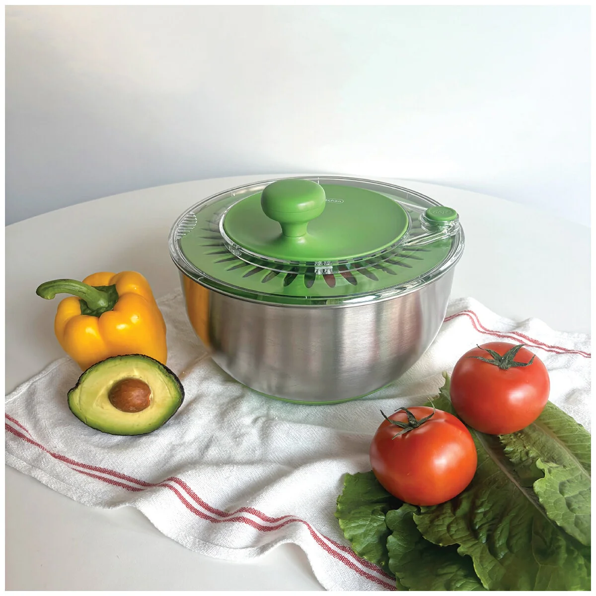 Rollkitchen Stainless Steel Salad Spinner 4.5L Capacity RS-406DBS Green - Image 3