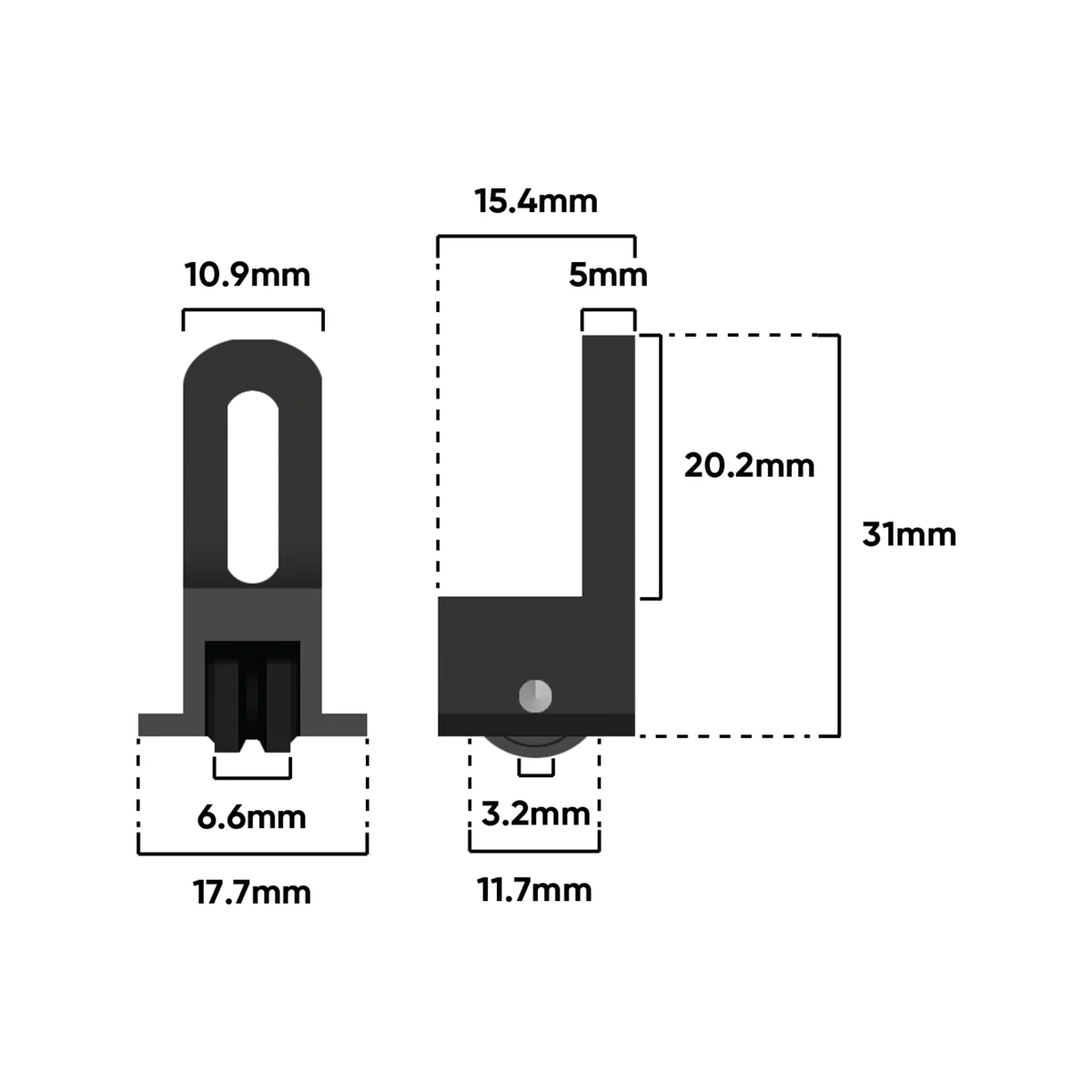 Rolltrak Adjustable Plastic Carriage - 15mm x 35mm - Plastic - 2 Pack - Image 3