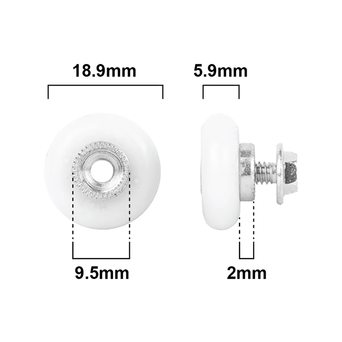 Rolltrak Radial Roller - 19mm - Acetal - Threaded Hub - Image 2