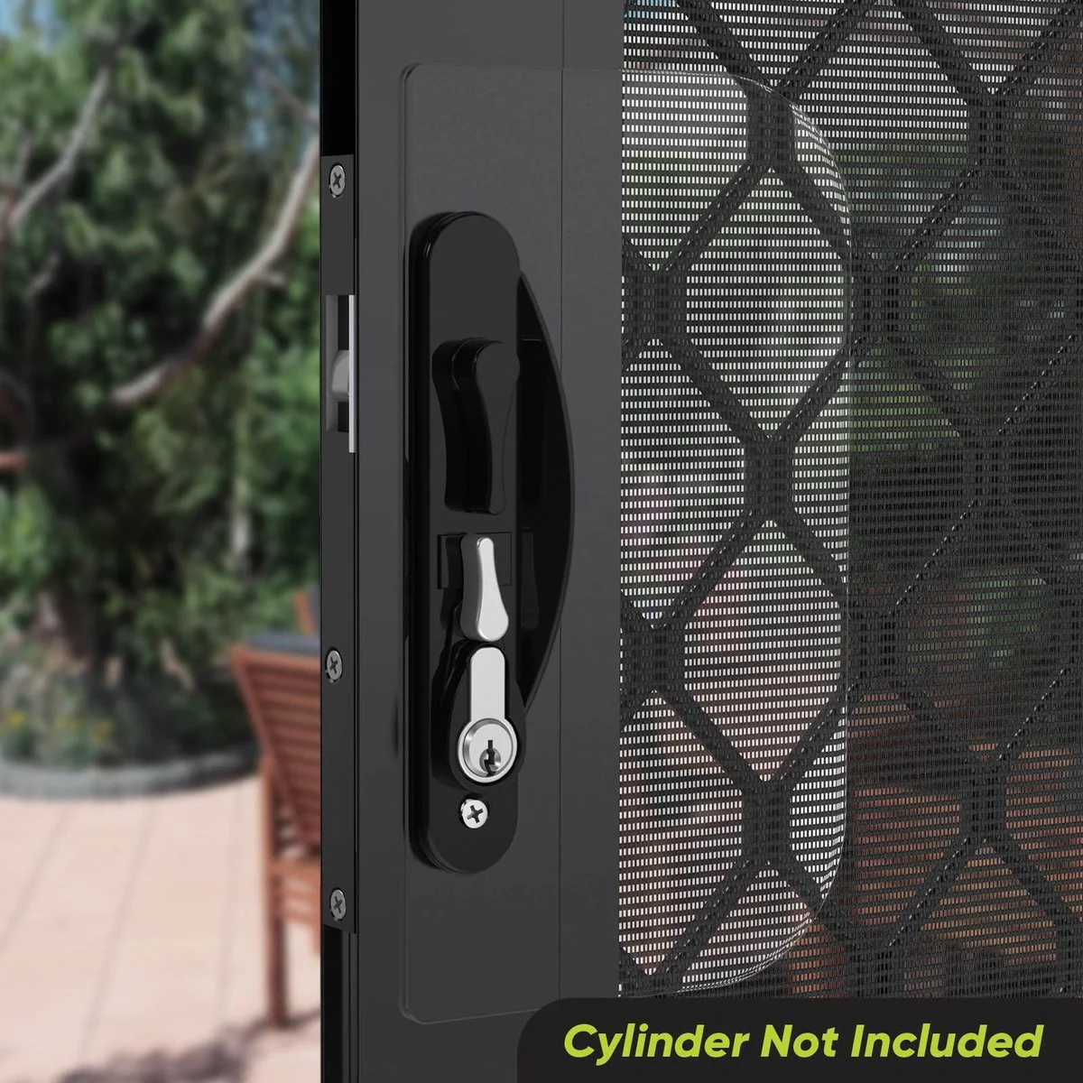 Rolltrak Sliding Screen Door Lock - 50mm x 200mm - Alloy - Black Finish - Image 3