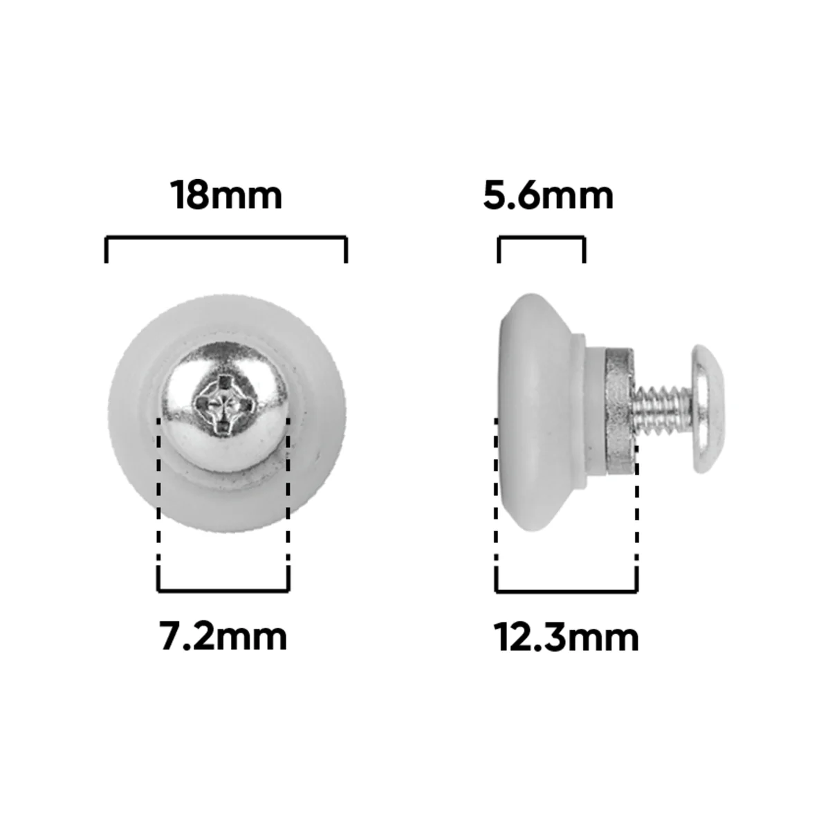 Rolltrak V Roller - 18mm - Acetal - 12kg Load Rate - Image 2