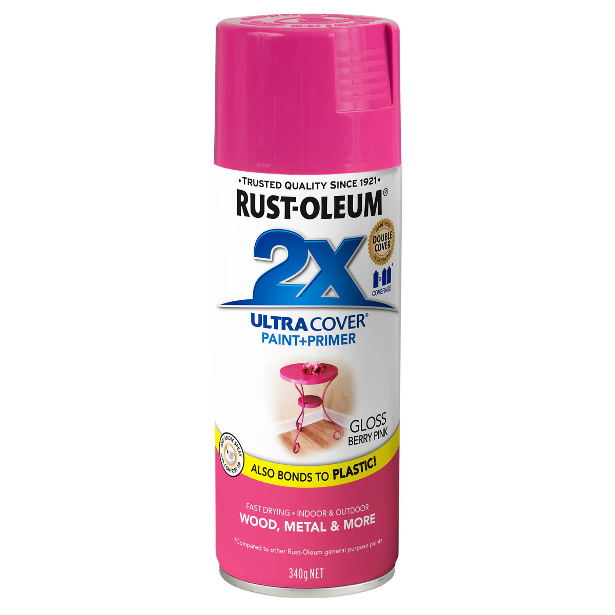 Rust-Oleum 2X Ultra Cover Gloss Berry Pink Spray Paint 340g Durable Finish