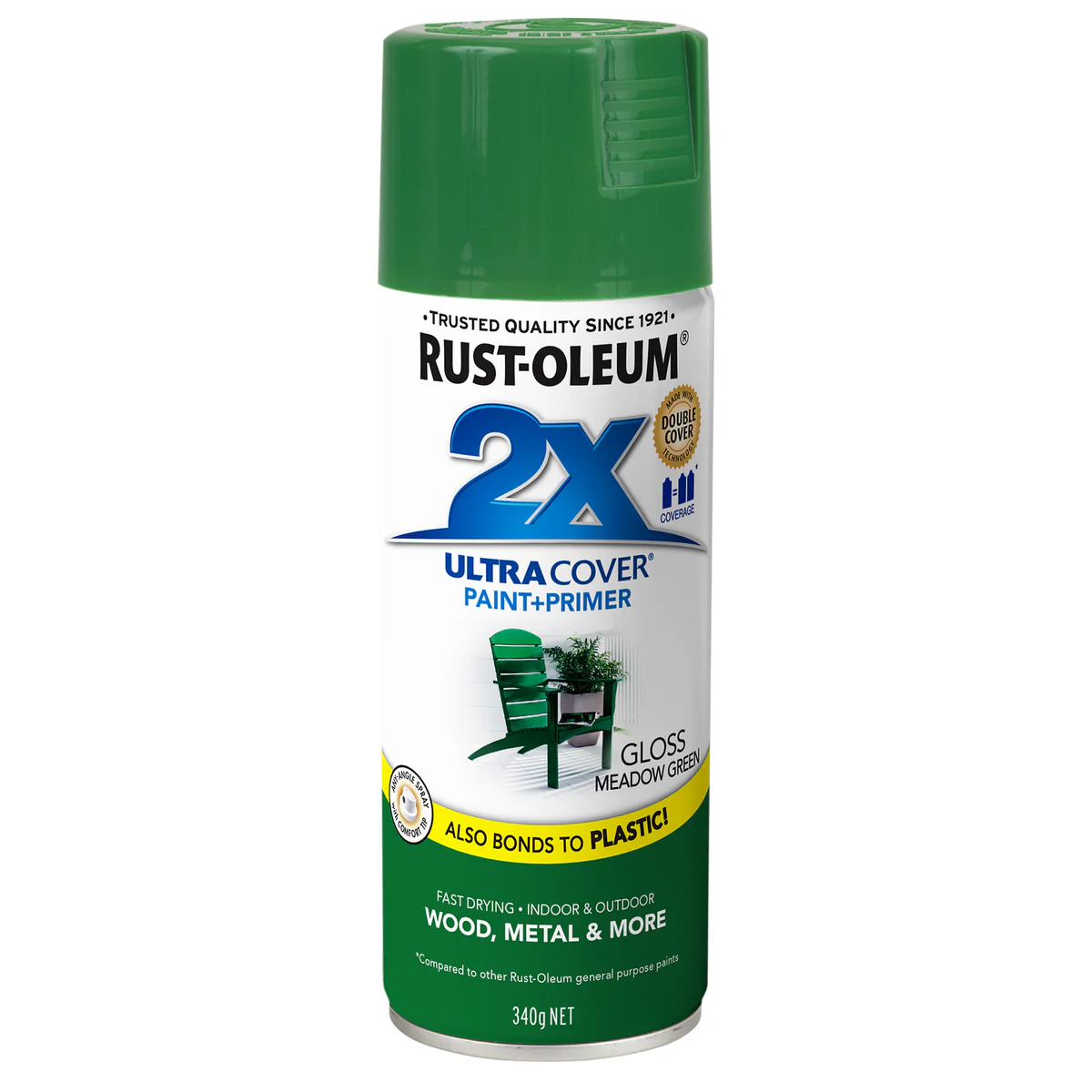 Rust-Oleum 2X Ultra Cover Gloss Meadow Green Spray Paint 340g Durable Finish