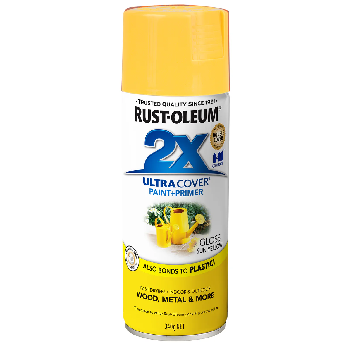 Rust-Oleum 2X Ultra Cover Gloss Spray Paint 340g Sun Yellow Durable Finish