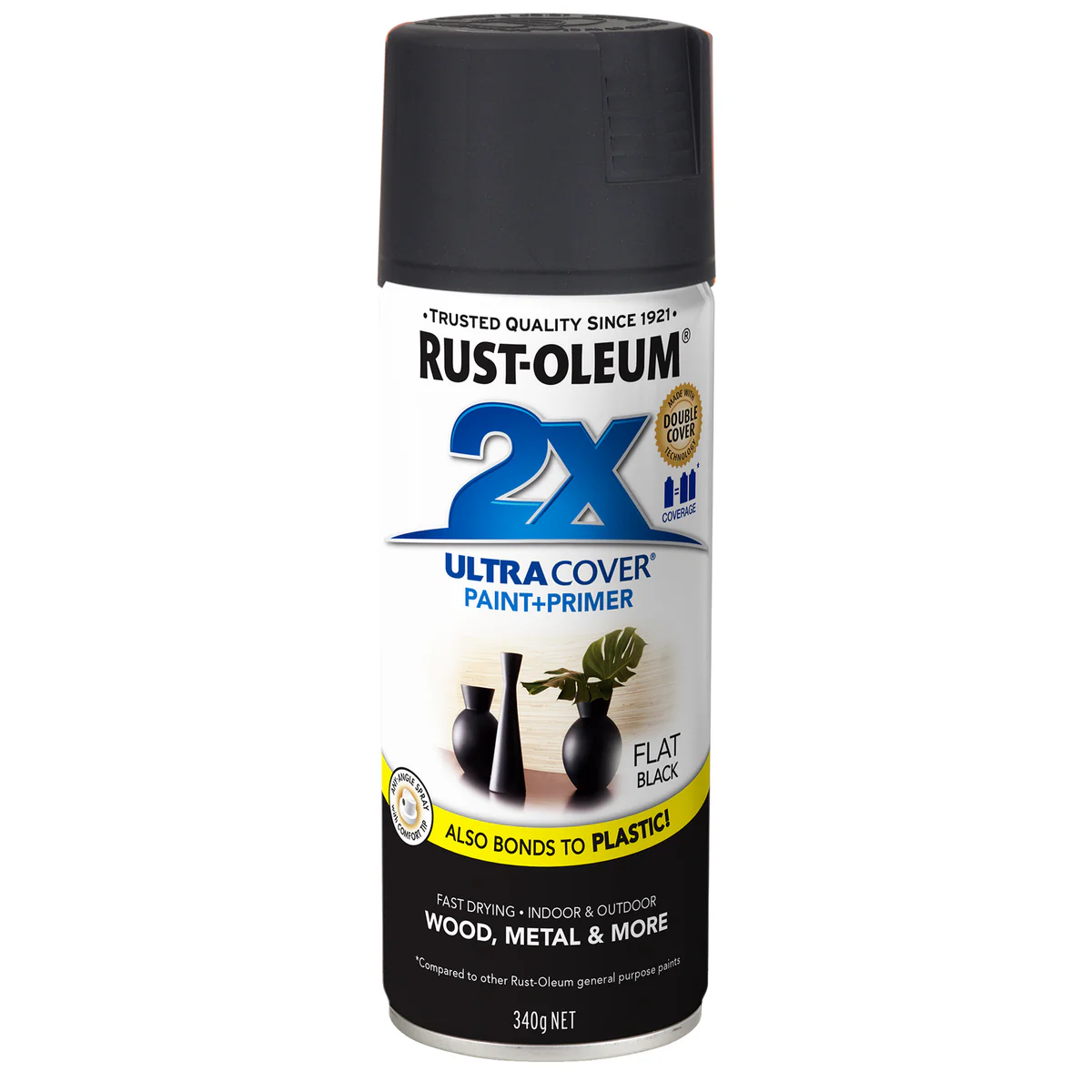 Rust-Oleum 2X Ultra Cover Spray Paint - Flat Black - 340g