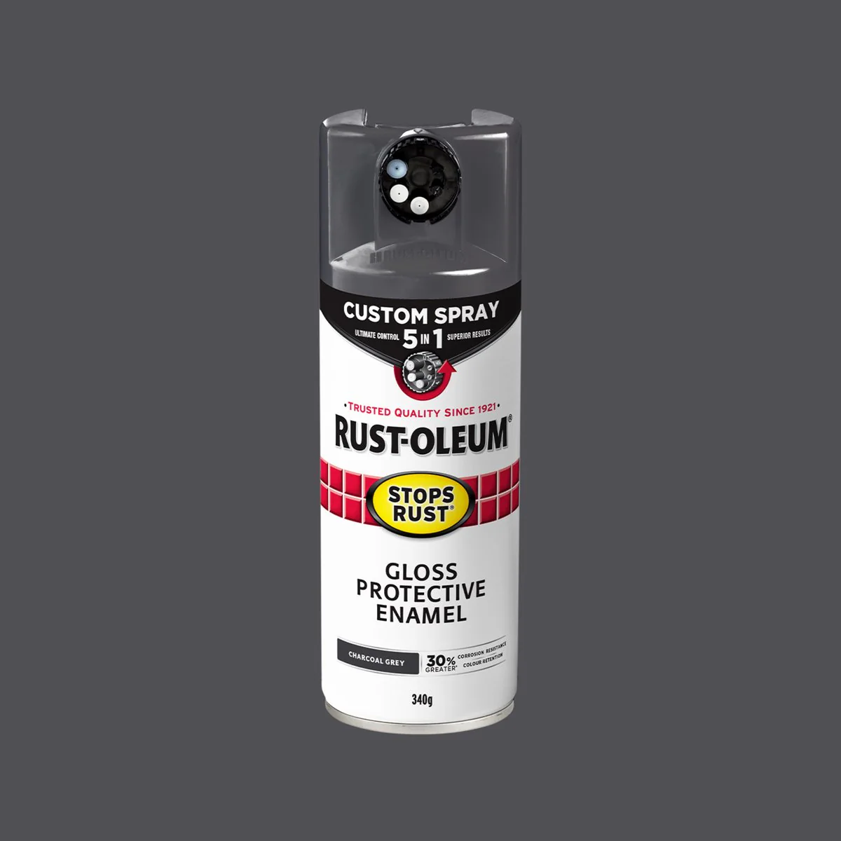 Rust Oleum 340g Charcoal Grey Gloss Spray Paint - 5 in 1 Custom Spray - Rust Protection - Image 2