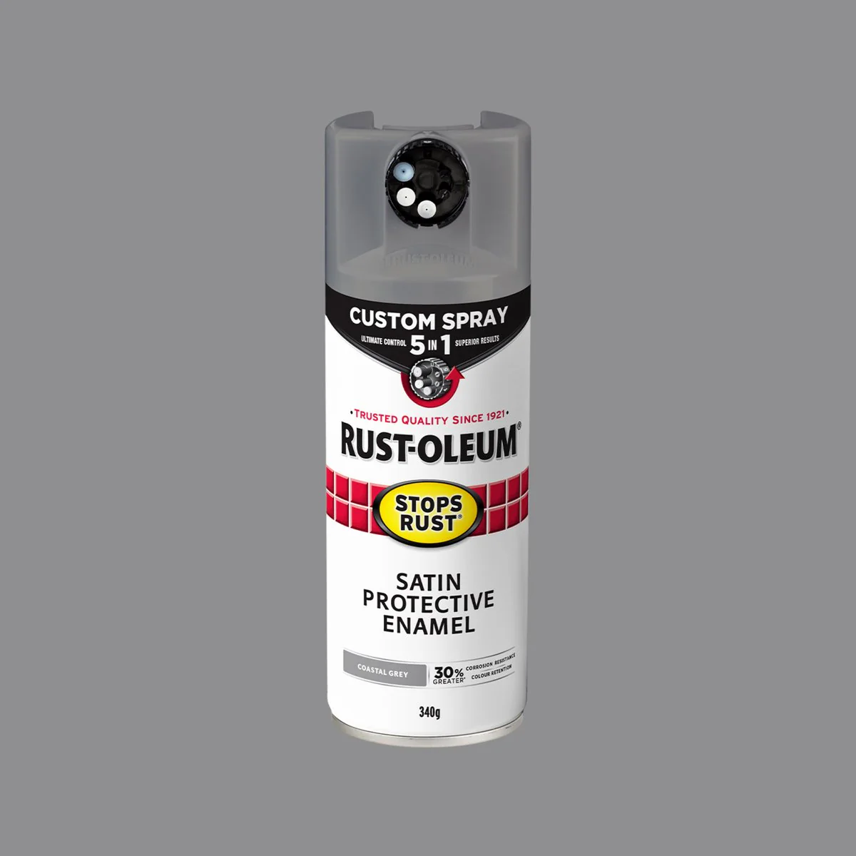 Rust Oleum 340g Coastal Grey Satin Spray Paint - 5 in 1 Custom Spray - Rust Protection - Image 2