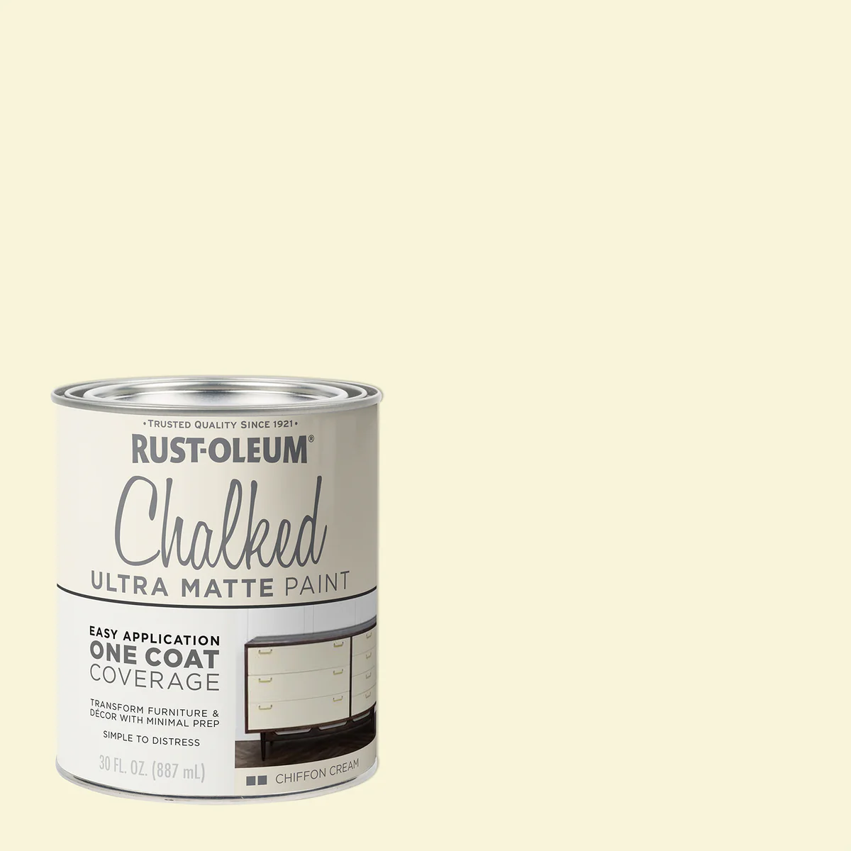 Rust Oleum Chalked Paint - 887ml - Chiffon Cream - Ultra Matt Finish - Indoor Use - Image 2