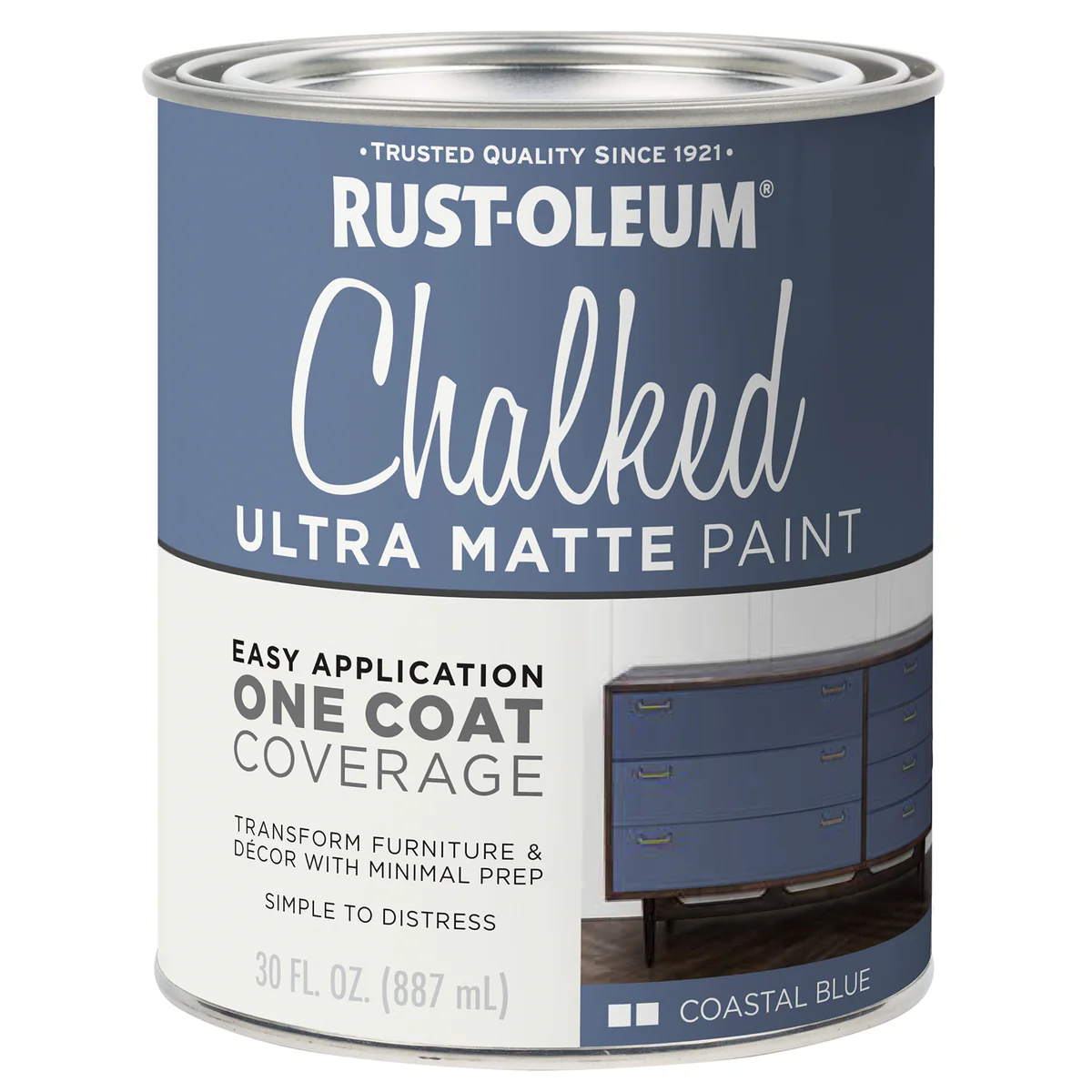 Rust Oleum Coastal Blue Chalked Paint 887ml - Ultra Matt Finish - Indoor Use