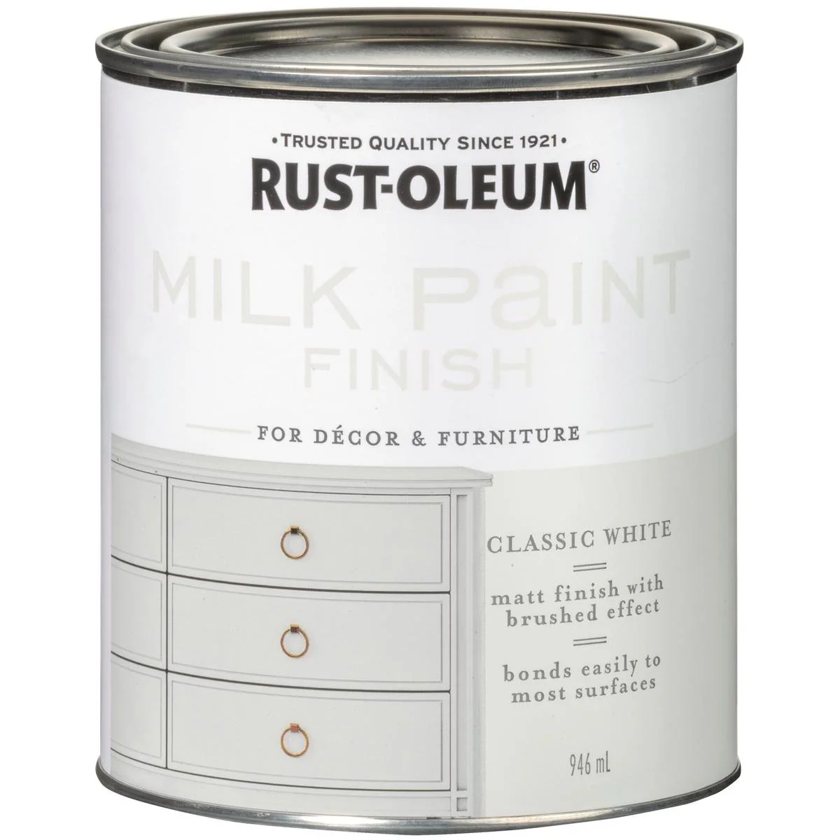 Rust-Oleum Milk Paint Finish - 946ml - Water-Based - Classic White