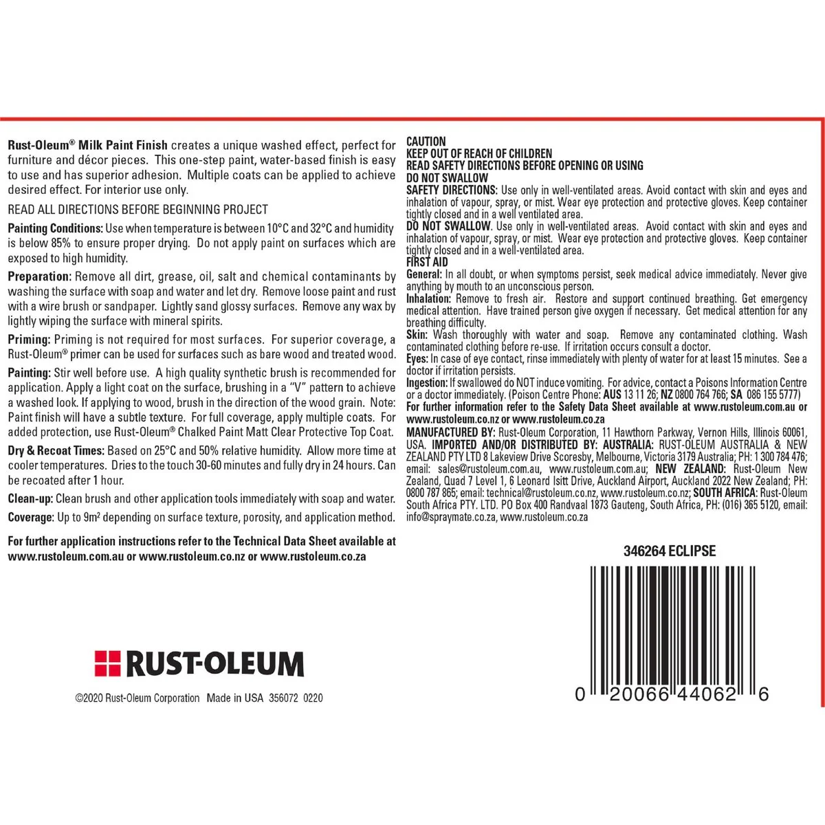Rust-Oleum Milk Paint Finish - 946ml - Water-Based - Classic White - Image 2