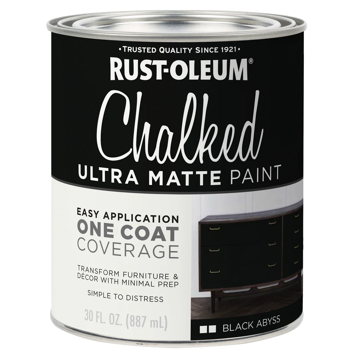 Rust Oleum Ultra Matte Chalked Paint 887ml - Black Abyss - Easy One-Coat Coverage