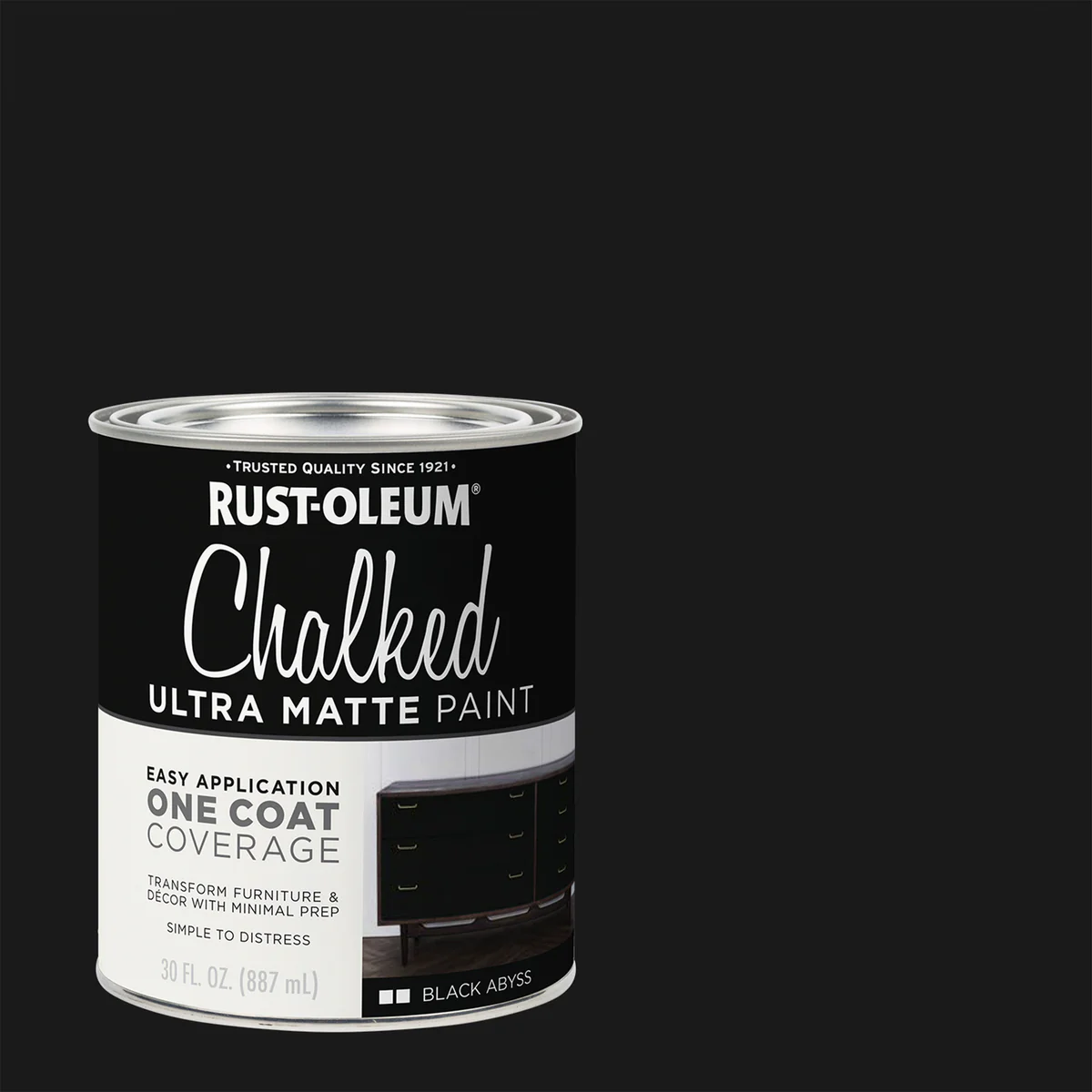 Rust Oleum Ultra Matte Chalked Paint 887ml - Black Abyss - Easy One-Coat Coverage - Image 2