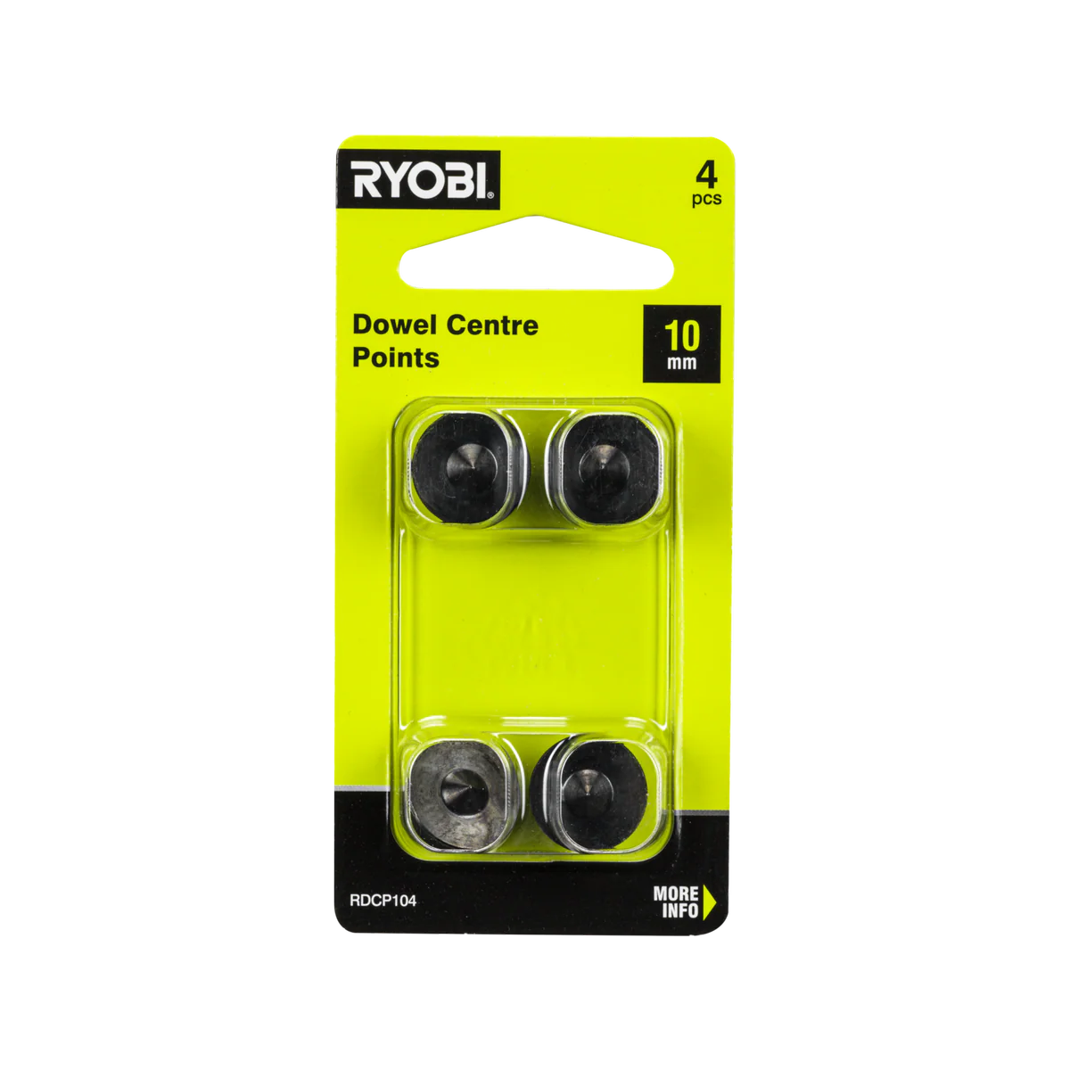 Ryobi 10mm Dowel Centre Points 4 Pack - Carbon Steel - Accurate Alignment