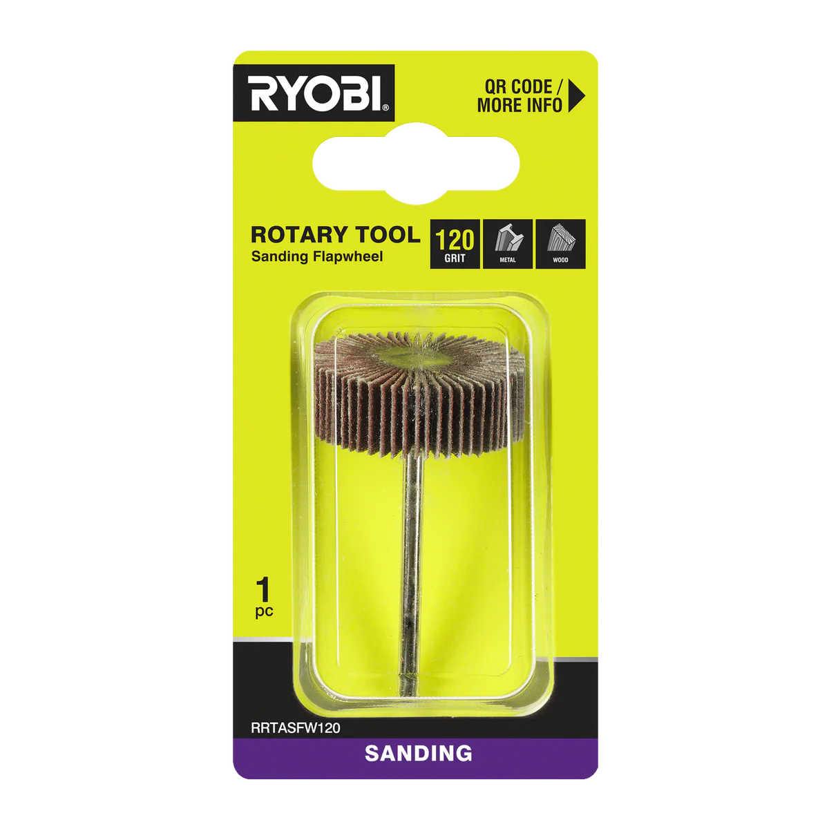 Ryobi 120 Grit Flap Wheel - Rotary Tool Accessory - 38mm - Smoothing Timber & Metal