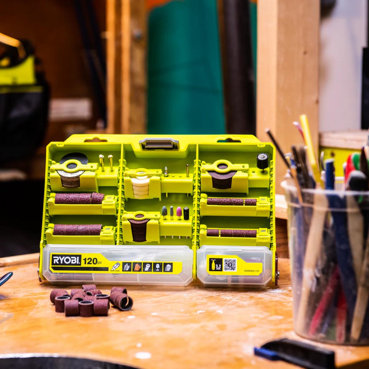 Ryobi 120 Piece All Purpose Rotary Tool Accessory Set - 55mm x 1mm x 101mm - Versatile Cutting, Polishing, Grinding - Image 3