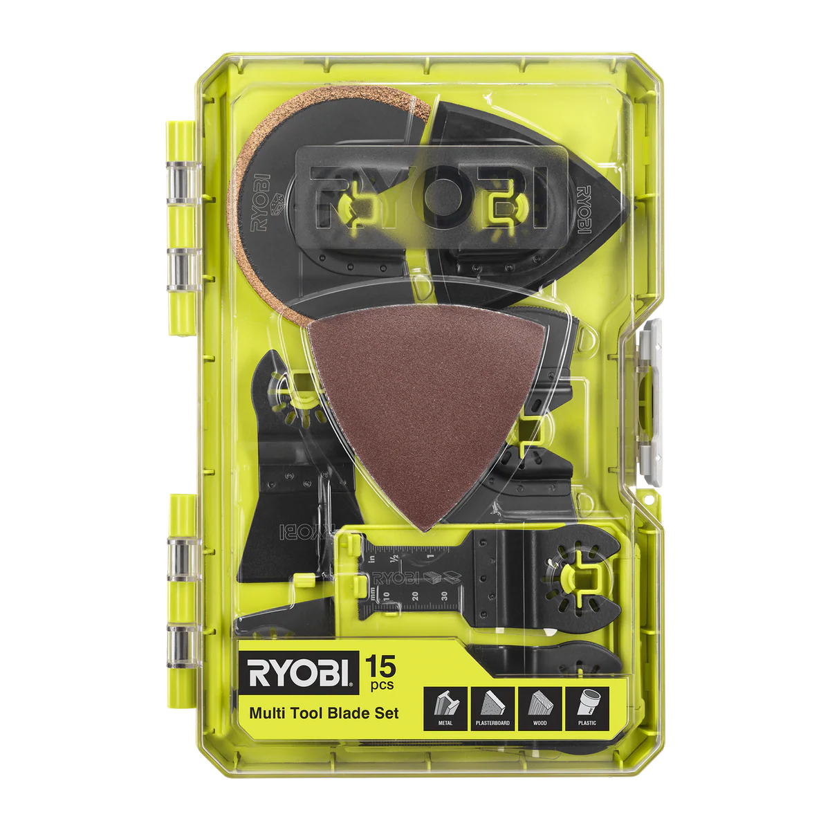 Ryobi 15 Piece Multi Tool Accessory Set - 80mm Sanding Sheets & Blades - RMTB152