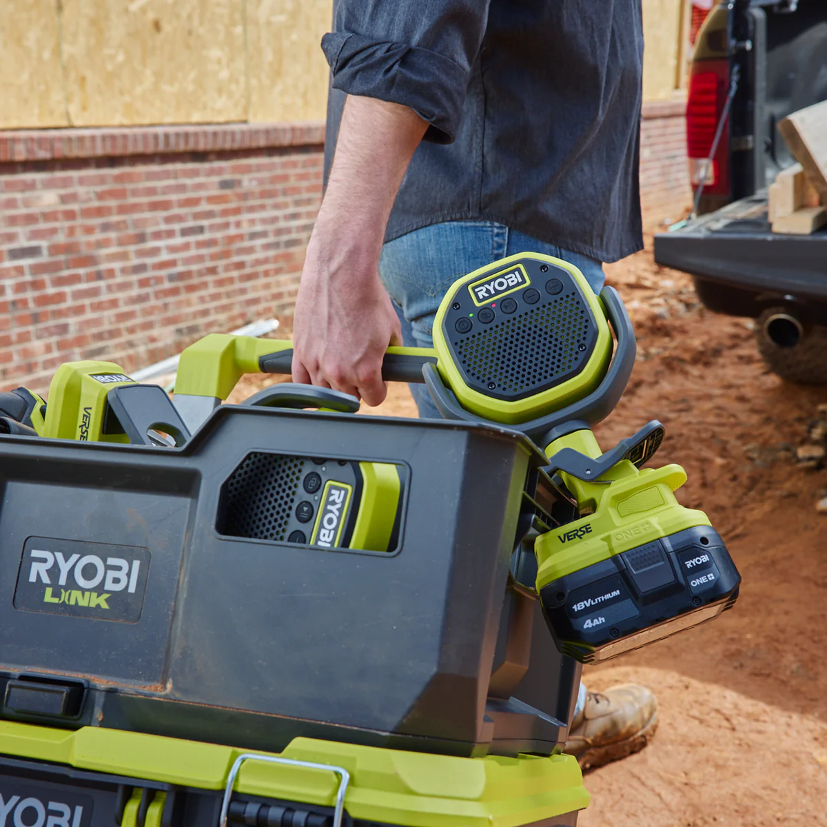 Ryobi 18V ONE+ Clamp Speaker - Portable Bluetooth - 8W - 33 Hours Runtime - Image 4