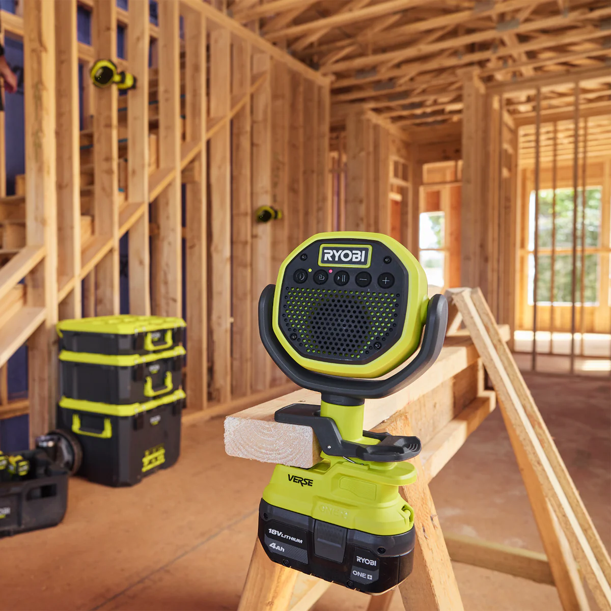 Ryobi 18V ONE+ Clamp Speaker - Portable Bluetooth - 8W - 33 Hours Runtime - Image 5
