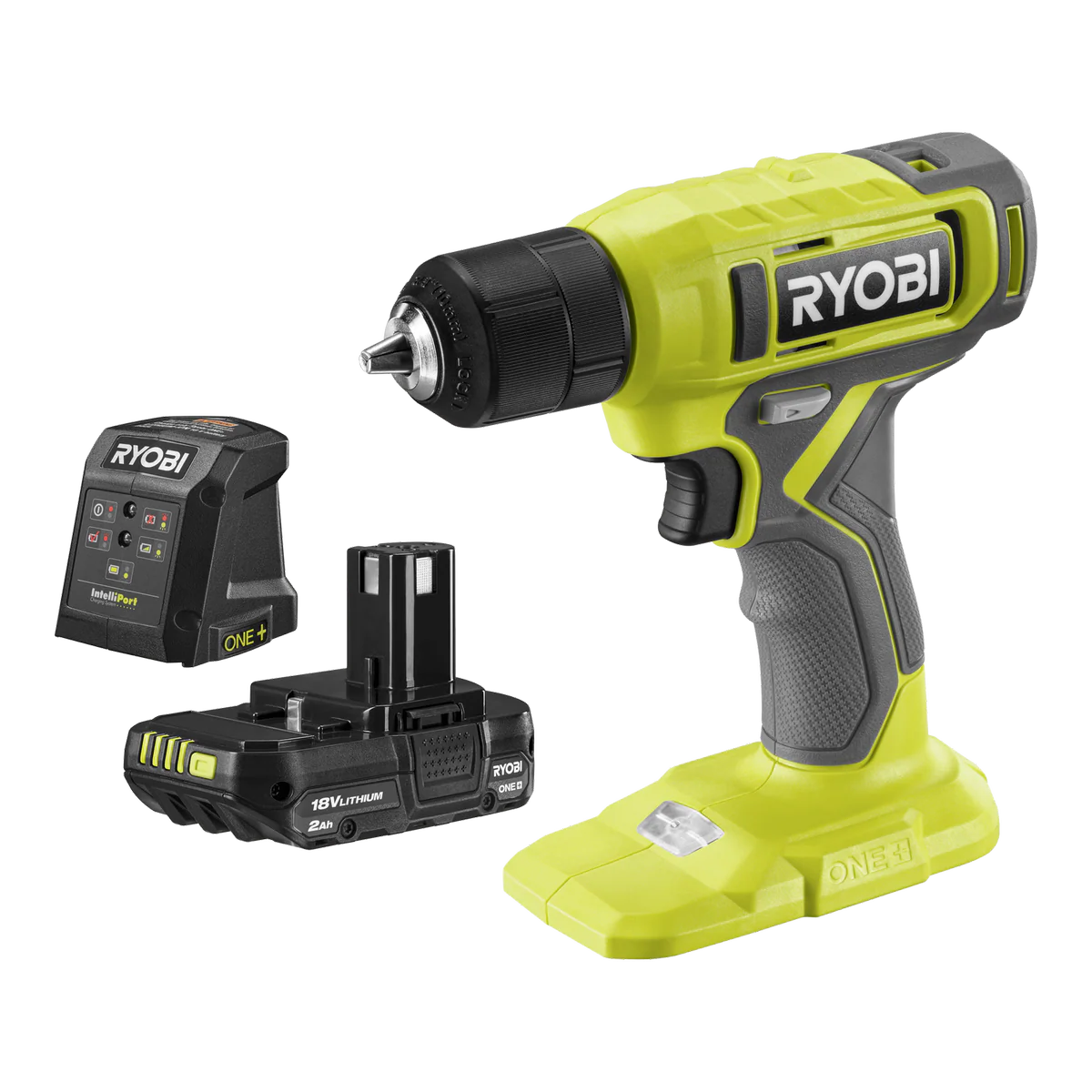 Ryobi 18V ONE+ Drill Driver Kit - 2Ah Battery - Variable Speed - LED Light