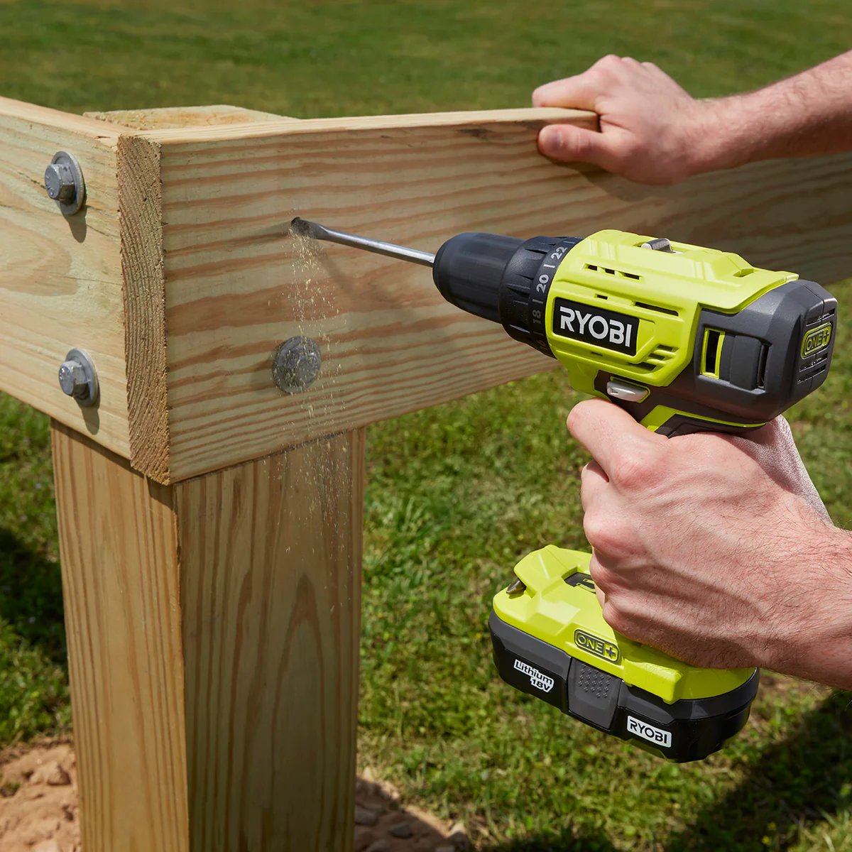 Ryobi 18V ONE+ Drill Driver Starter Kit R18DD22 - 2Ah Battery - 173mm x 203mm x 225mm - LED Light - Magnetic Screw Tray - Image 4