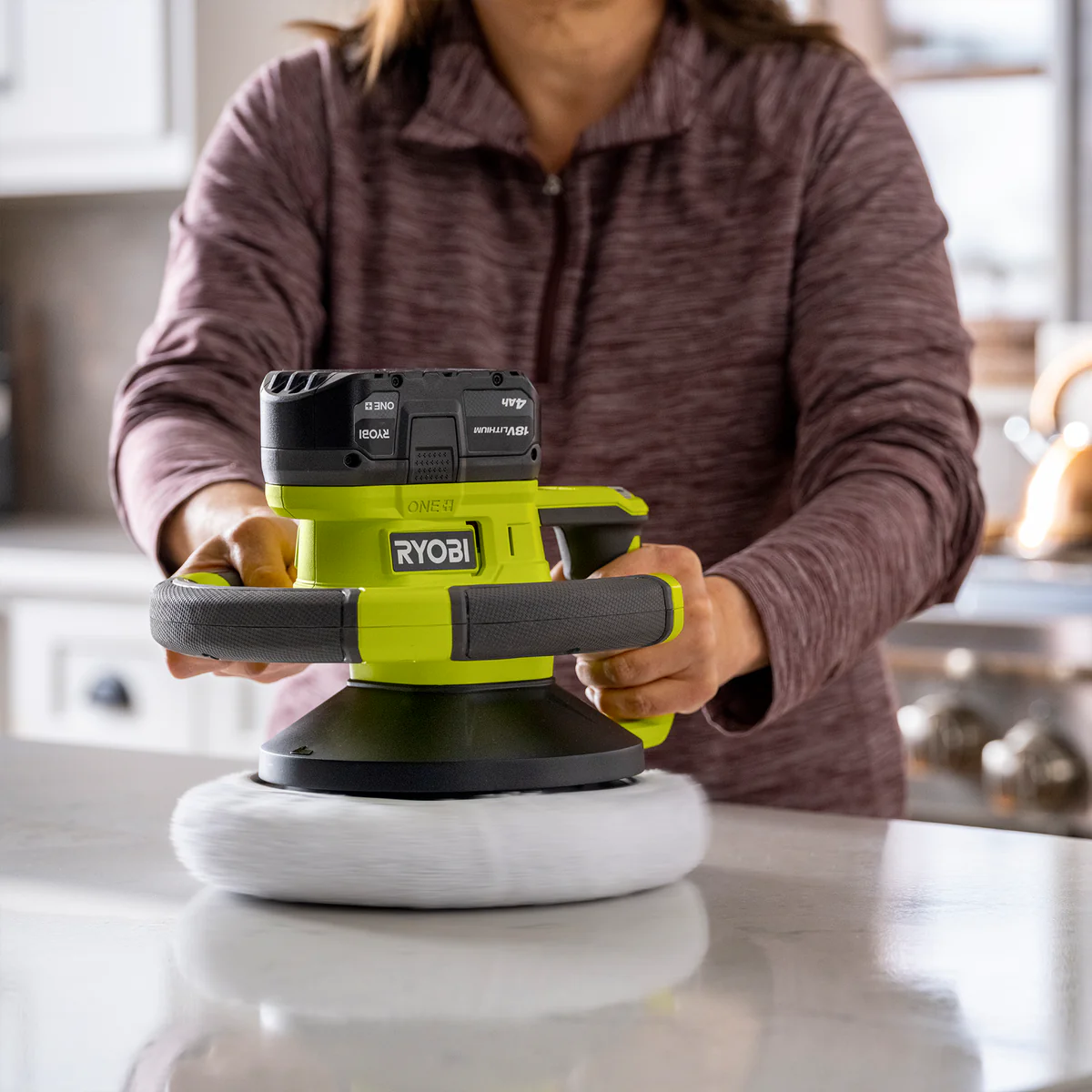 Ryobi 18V One Random Orbital Buffer Polisher - 250mm - 10” - Tool Only - 5-Speed - Ergonomic Handle - Image 2